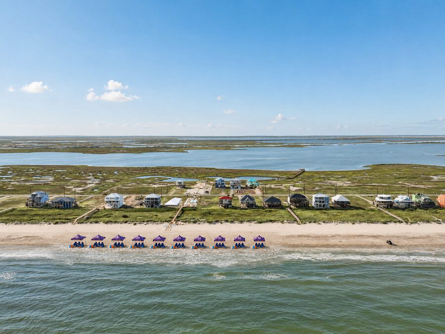 Aerial view of Seahorse Estates between the Gulf and Drum Bay