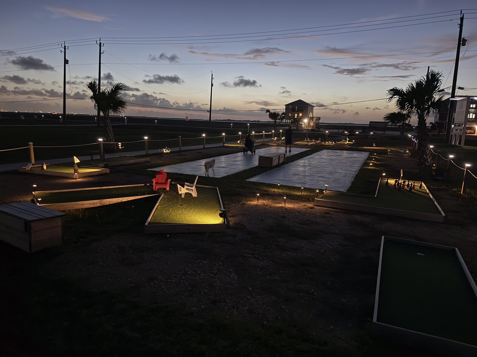 The Coastal Commons illuminated for evening recreation at Seahorse